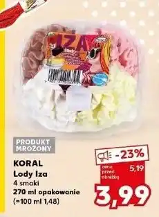Kaufland Lody śmietankowo-cytrynowo-truskawkowo-czekoladowe z sosem porzeczkowym Koral Iza oferta