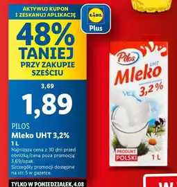 Lidl Mleko UHT 3,2% Pilos oferta