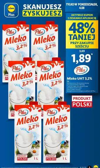 Lidl Mleko UHT Pilos 3,2% oferta