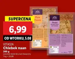Lidl Chlebek naan czosnek-kolendra lub klasyczny Vitasia oferta