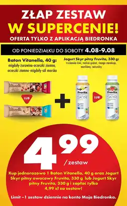 Biedronka Baton Vitanella + jogurt Skyr pitny Fruvita Vitanella + Fruvita oferta