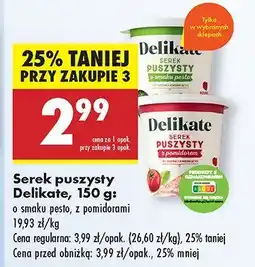 Biedronka Serek puszysty Delikate o smaku pesto, z pomidorami oferta