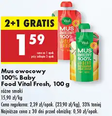 Biedronka Mus owocowy 100% Baby Food Vital Fresh oferta