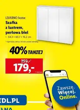 Lidl LIVARNO home Szafka z lustrem, perłowa biel oferta