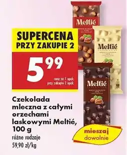 Biedronka Czekolada mleczna z całymi orzechami laskowymi Meltié, 100 g oferta
