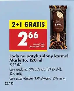 Biedronka Lody na patyku słony karmel Marletto, 120 ml oferta