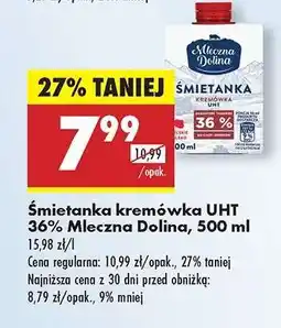 Biedronka Śmietanka kremówka UHT 36% Mleczna Dolina, 500 ml oferta