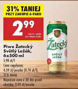 Biedronka Piwo Žatecký Světlý Ležák 6x500 ml oferta