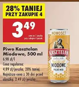 Biedronka Piwo Kasztelan Miodowe, 500 ml oferta