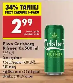 Biedronka Piwo Carlsberg Pilsner 6x500 ml oferta