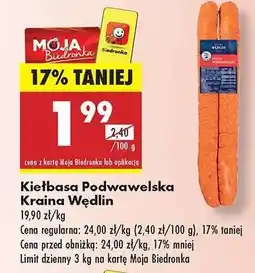 Biedronka Kiełbasa Podwawelska Kraina Wędlin oferta