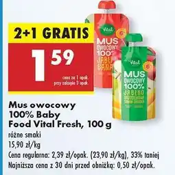 Biedronka Mus owocowy 100 % Baby Food Vital Fresh , 100 g oferta