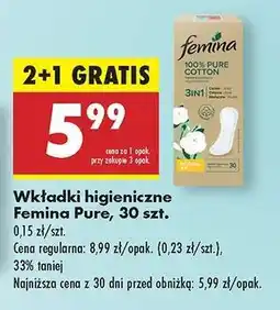 Biedronka Wkładki higieniczne Femina Pure, 30 szt oferta