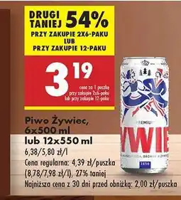 Biedronka Piwo Żywiec, 6x500 ml lub 12x550 ml oferta