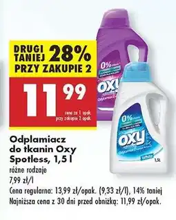 Biedronka Odplamiacz do tkanin Oxy Spotless, 1,5 l oferta