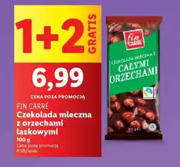 Lidl FIN CARRÉ Czekolada mleczna z orzechami laskowymi oferta