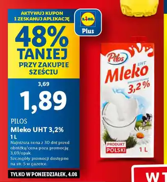 Lidl Mleko Pilos UHT 3,2% oferta