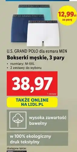 Lidl Bokserki męskie m-xxl Us Grand Polo oferta