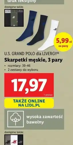 Lidl Skarpetki męskie 39-46 Us Grand Polo oferta