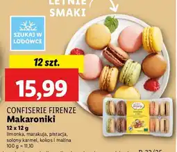 Lidl Makaroniki Confiserie Firenze limonka, marakuja, pistacja, słony karmel, kokos i malina oferta