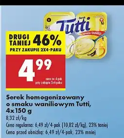 Biedronka Serek homogenizowany o smaku waniliowym 4-pak Tutti oferta