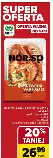 Carrefour Krewetki gotowane vannamei Norso oferta