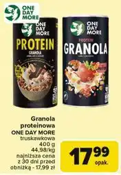Carrefour Granola proteinowa truskawkowa One Day More oferta