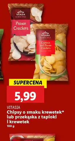 Lidl Chipsy o smaku krewetek lub przekąska z tapioki i krewetek Vitasia oferta