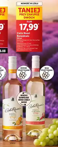 Lidl Wino jasmine orange Carlo Rossi Botanicals oferta