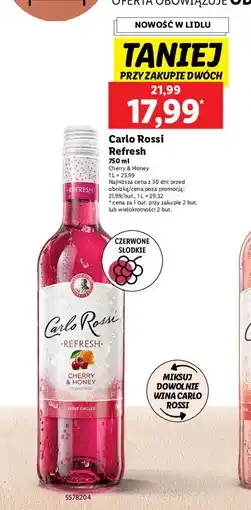 Lidl Wino Carlo Rossi Refresh Cherry&Honey oferta