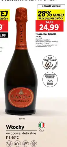 Lidl Wino białe wytrawne Gancia Prosecco Dry oferta