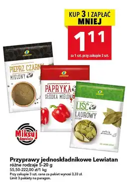 Lewiatan Przyprawy jednoskładnikowe Lewiatan (pieprz czarny, papryka słodka, liść laurowy) oferta