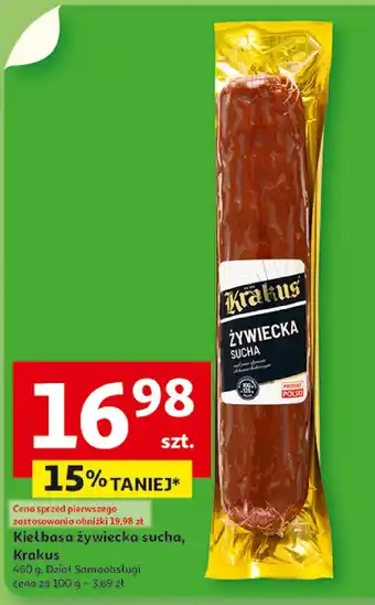 Auchan Kiełbasa żywiecka sucha Krakus oferta
