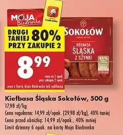 Biedronka Kiełbasa śląska z szynki Sokołów oferta
