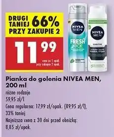 Biedronka Pianka do golenia natychmiastowa ochrona Nivea Men Sensitive oferta