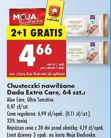 Biedronka Chusteczki wilgotne sensitive Dada Extra Care oferta
