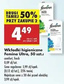 Biedronka Wkładki ultra fresh plus Femina oferta