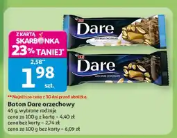 Auchan Baton nugatowy z orzeszkami ziemnymi i karmelem w deserowej czekoladzie Eti Dare oferta