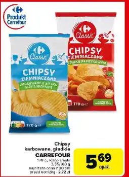 Carrefour Chipsy ziemniaczane karbowane, różne smaki Carrefour oferta