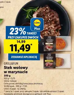 Lidl Stek wołowy w marynacie Grill&Fun oferta