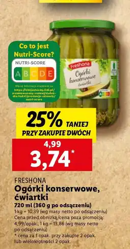 Lidl Ogórki konserwowe ćwiartki FRESHONA oferta