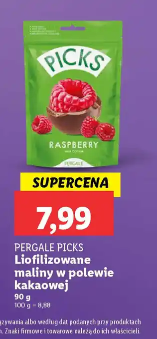 Lidl Pergalė Picks Liofilizowane maliny w polewie kakaowej oferta