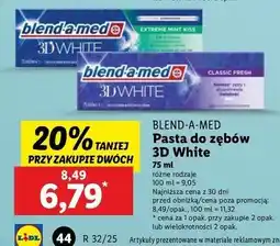 Lidl Pasta do zębów classic fresh Blend-A-Med 3D White oferta