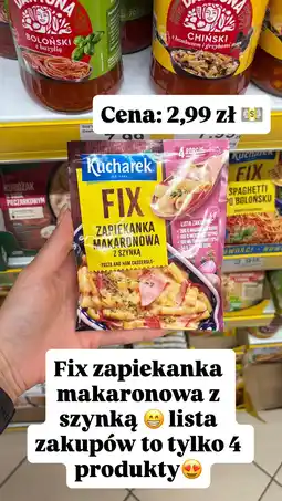 Dino Danie gotowe Fix zapiekanka makaronowa z szynką Kucharek oferta