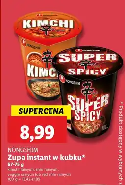 Lidl Zupa instant w kubku: kimchi ramyun Nongshim oferta