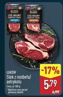 ALDI Stek wołowy z rostbefu bez kości Łmeat Łuków oferta