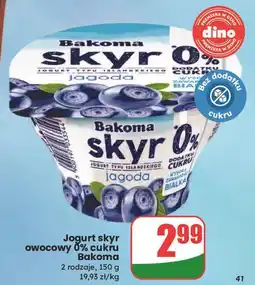 Dino Jogurt jagodowy 0% Bakoma Skyr oferta