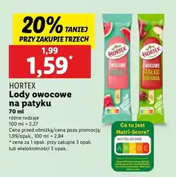 Lidl Lody owocowe na patyku, różne rodzaje HORTEX oferta