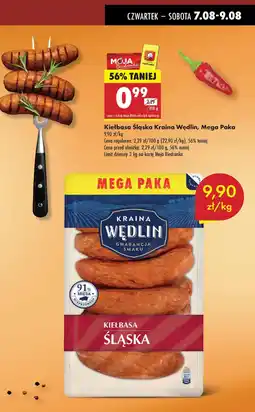 Biedronka Kiełbasa Śląska Mega Paka 100 g Kraina Wędlin oferta