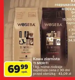 Carrefour Kawa ziarnista Woseba Ti Meriti, różne rodzaje 1 kg oferta